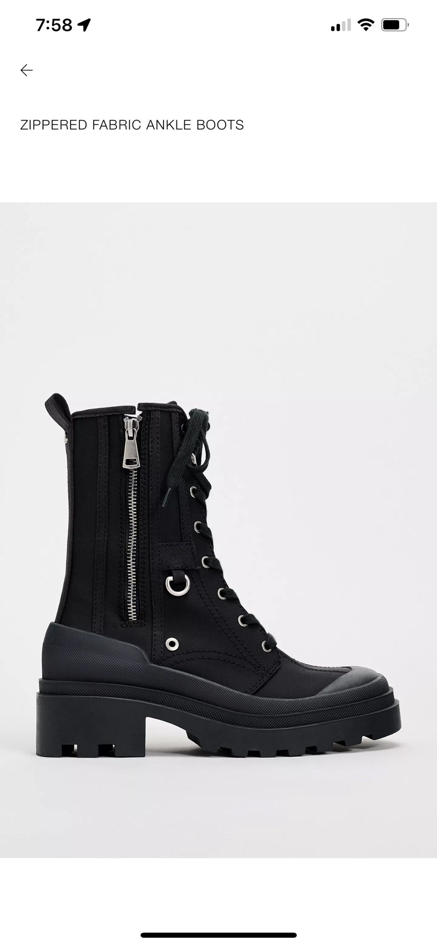 Zara Zippered Fabric Ankle Boots Size 38
