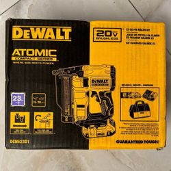 Dewalt New Kit 23 Pin Nailer, Battery And Charger 