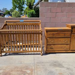 Oak Crib And Dresser