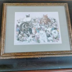 Cats .Framed cat art