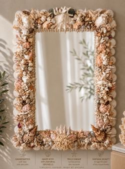 Custom Shell mirror 54 T 39 W  8 inch shell border