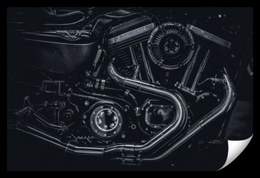 Motorcycle engine poster with frame