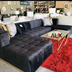 Brand New -double Chaise Sectional Couch Velvet 