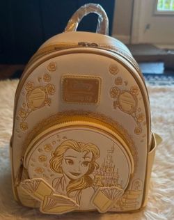 Loungefly Disney Beauty and the Beast Belle Golden Monochrome Mini Backpack