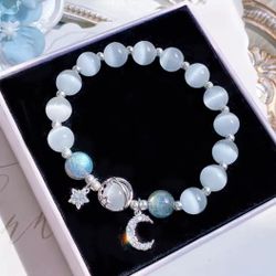 Starry cat eye stone bracelet new grey moonlight star moon crystal Bracelet