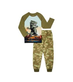 Boys Dino Long Sleeve Top and jogger , 2-Piece pajama Set, Size XL (14-16)   (Z)