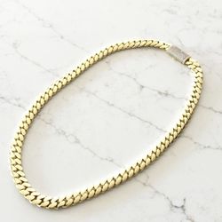 14k Yellow Gold 5x Plated Miami Cuban Chain | Zircon Clasp | 24inches | 12mm