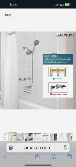 gotonovo 3 Handle Tub Shower Faucet Set, Dual Shower Head and Handle Set, Bathtub and Shower Faucet Combo,Shower System with Tub Spout,Wall Mount C51