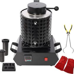 1800W Electric Gold Melting Furnace - 1-3KG Digital Smelting Kiln (2012°F Temp Control), Jewelry Casting Refining Kit for Gold/Silver/Coppe