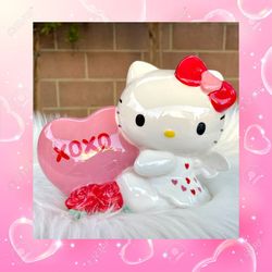 New Hello Kitty XOXO Blue Sky Valentines Figurine Ceramic