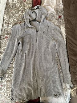 Women H&M Hooded Gray Cardigan Size Medium 