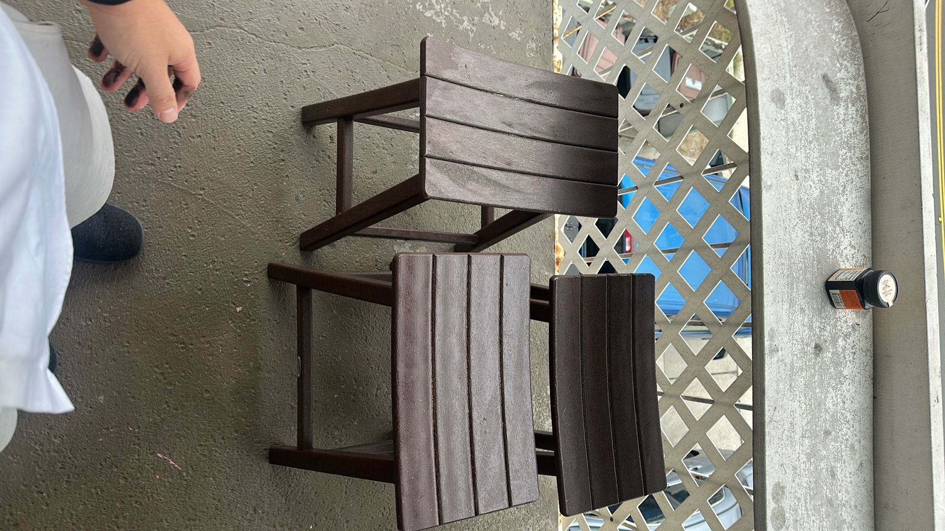 3 Brown Wooden Stools 