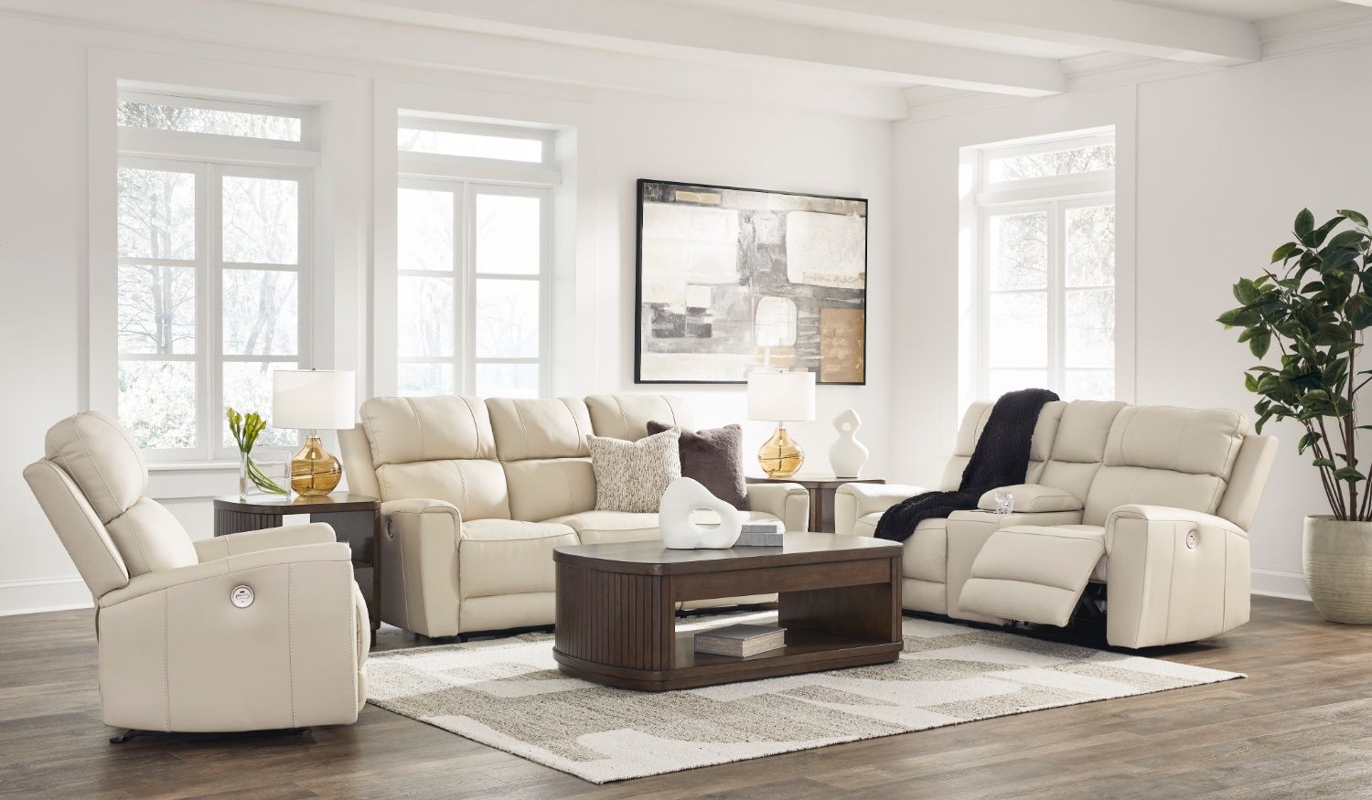 🛋️ Power Reclining Sofa, Loveseat with Console & Recliner – Top-Grain Leather – BRAND NEW 3-Piece Set!