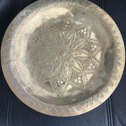 Moroccan Brass Etched Tray Wall Hanging Vintage Sun Rays. RARE !