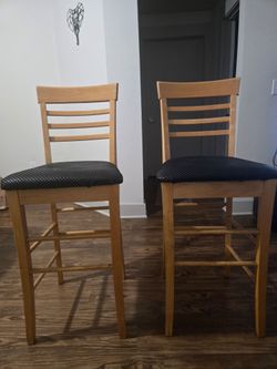 Wooden Bar Stools Cushioned – Good Condition - Set of 2
