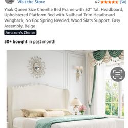 Never Used Upholstered Queen Bed frame And Headboard 