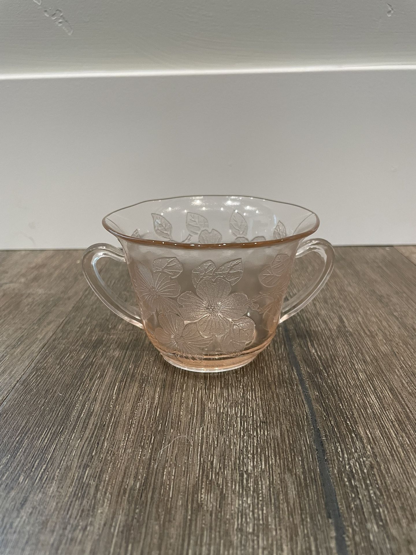 Vintage Pink Depression Glass Sugar Bowl