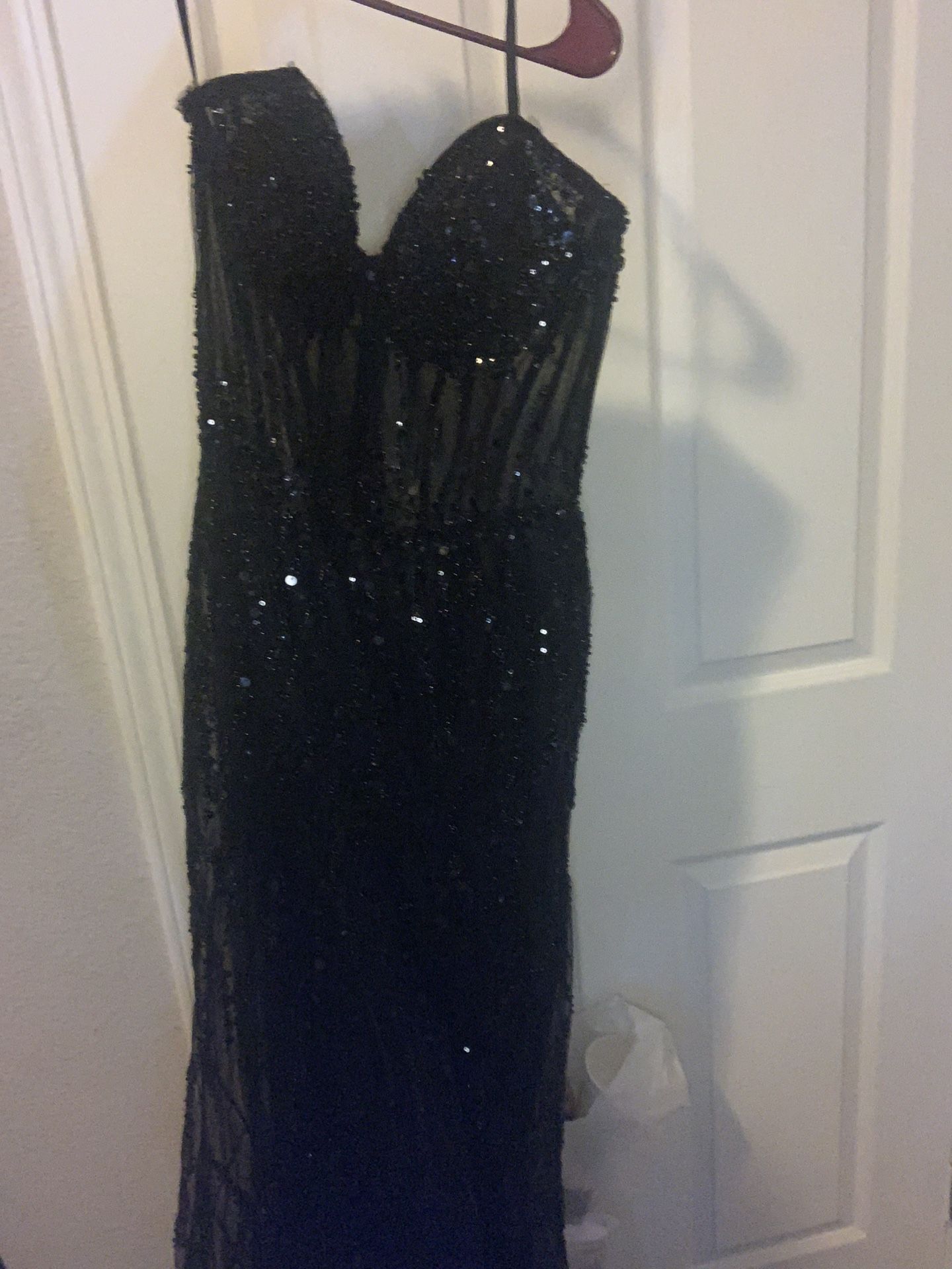 Sleeveless Beaded corset Top Prom/hoco Dress With Leg Slit