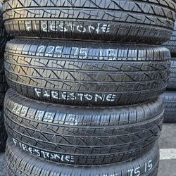 4 USED TIRES 225/75R15 FIRESTONE DESTINATION LE3 w/90% Thread All 4 Installed $300
