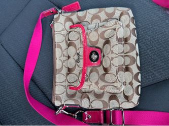 Pink and light brown side coach purse vintage