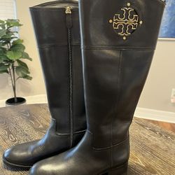 New Tory Burch Black Riding Boots, Size 9
