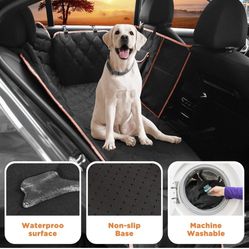 Waterproof Dog Car Seat Cover For Back Seat,Collapsible Scratchproof Dog Car Seat Cover,Nonslip Dog Seat Cover With Mesh Window,Storage Pocket,Side Fl