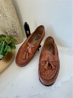 Men’s Shoes -Bass Mitchum Leather Woven Tassel Loafer in Chestnut Brown  Size 11.5