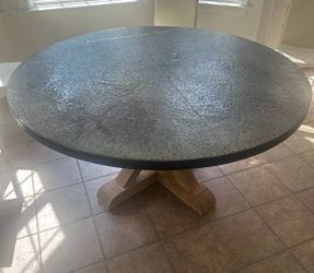 Lilly & August pewter metal top table 60”