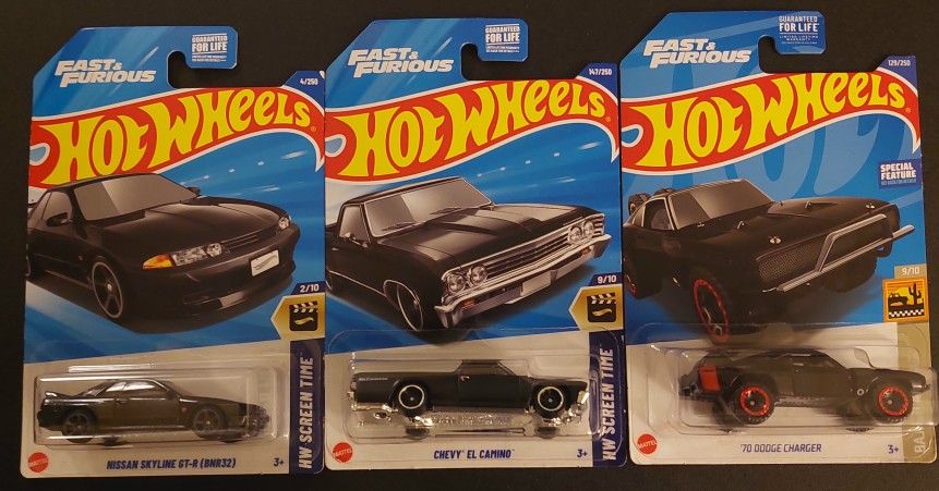 Hot Wheels Fast And Furious Lot Of 3 Dodge Charger/El Camino/Nissan Skyline
