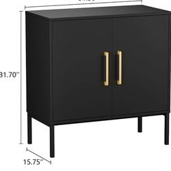  Siedeboard Buffet Cabinet, Black Side Storage Cabinet with Doors and Adjustable Shelves, Accent Cabinet for Kitchen, Living Room, Bedroom, Office, Ha