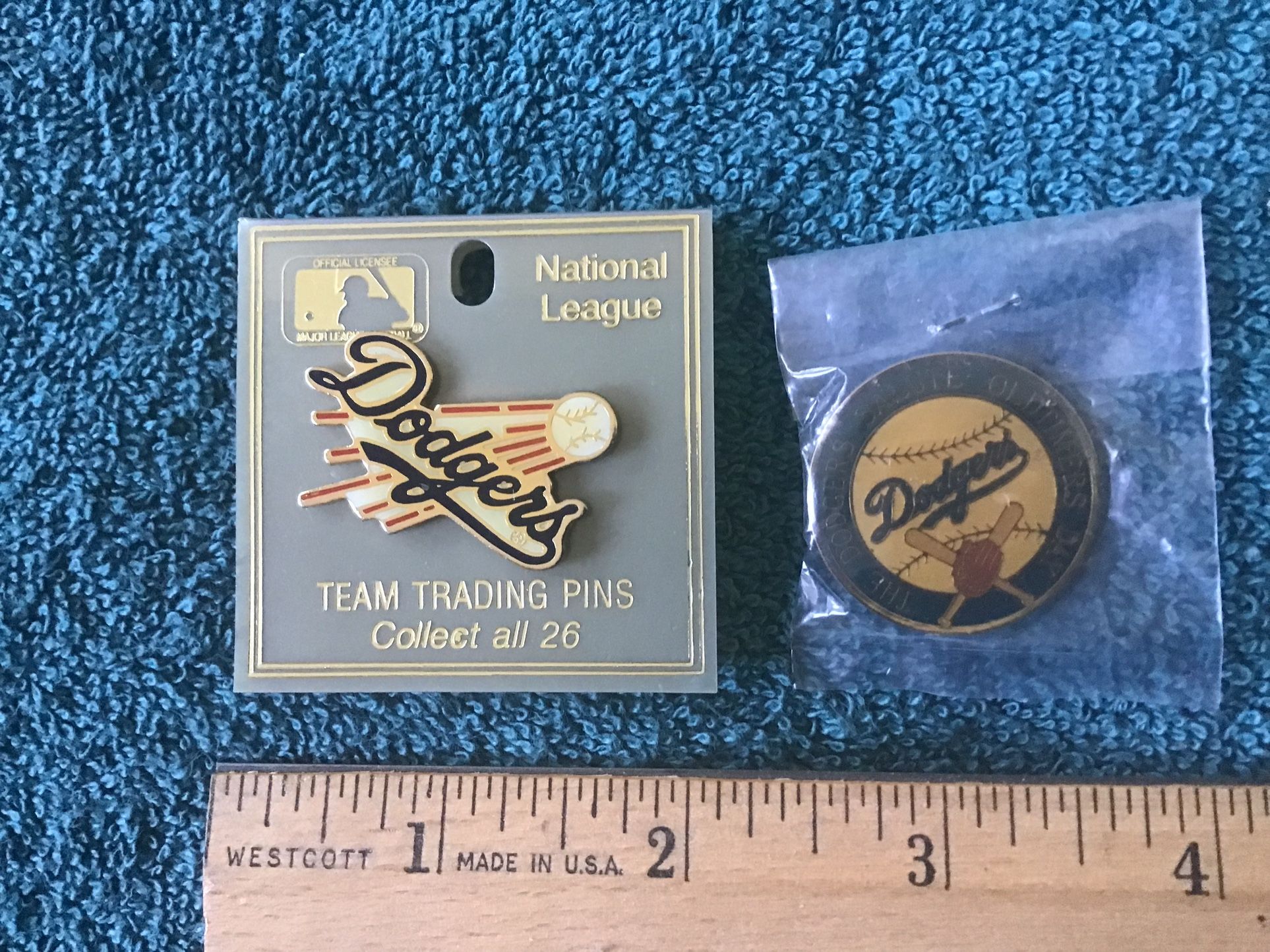A Pair Of Vintage Los Angeles Dodgers Baseball Pins As *NEW*