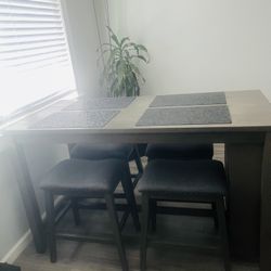 Gray pub Table With 4 Chairs