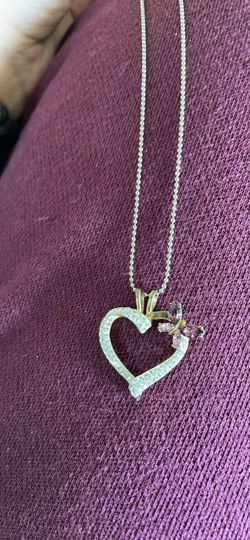 I love you mom necklace with purple amethyst butterfly
