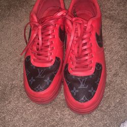 "Vintage Red Air Forces: Custom Louis Vuitton 