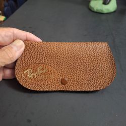 Ray-Ban Replacement Glasses Case By Bausch & Lomb Brown Faux Leather, Gold Lettering & Snap Closure 5.5" X 2.75"