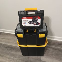 BRAND NEW Stackable  Portable Tool Box with Wheels & 118 full Toolkit. ALL BRAND NEW! Removable Trays and Heavy Duty Latches. $60 or By Best Offer