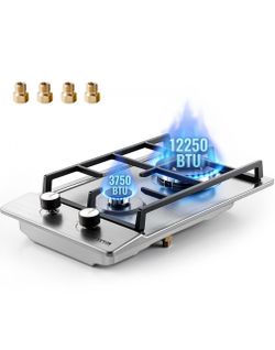 VEVOR gas Cooktop 12 inch, Max 12250BTU 2 Burners