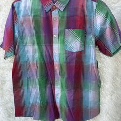 Multicolor Plaid Men's dress Shirt LRG New 
