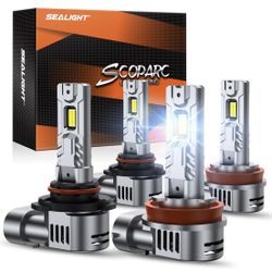 SEALIGHT 9005/HB3 H11/H9/H8 Fog Bulbs Combo, 60000LM with 14000RPM Cooling Fan 