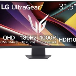 LG 32" UltraGear QHD AMD FreeSync Curved Gaming Monitor, 180Hz, 1ms, Black, 32G60WA-B