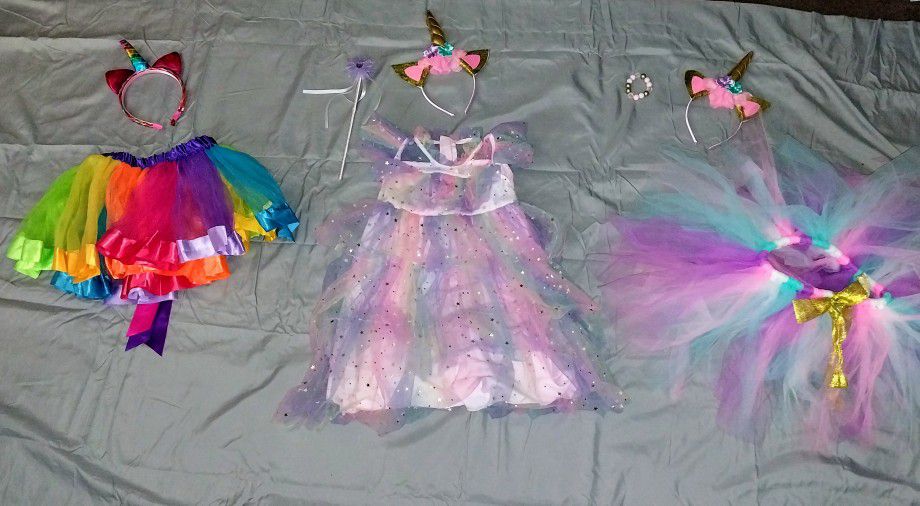 Kids Dress-up Rainbow Unicorn Costumes