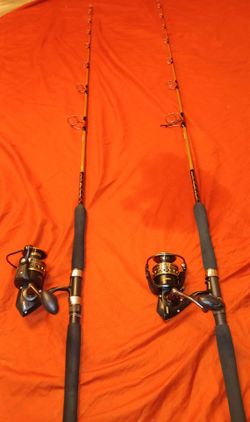 (NEW Salwater Spinning combos) 2 new Penn Battle ll 6000 & 5000 on 2) New Tiger Elite Jigging 6'6 rods