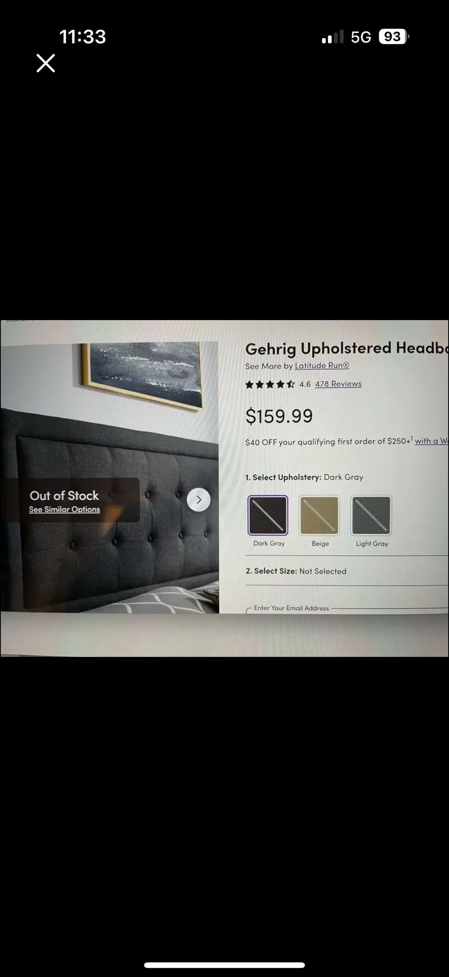 New Modern upholstered Headboard Queen size 29"