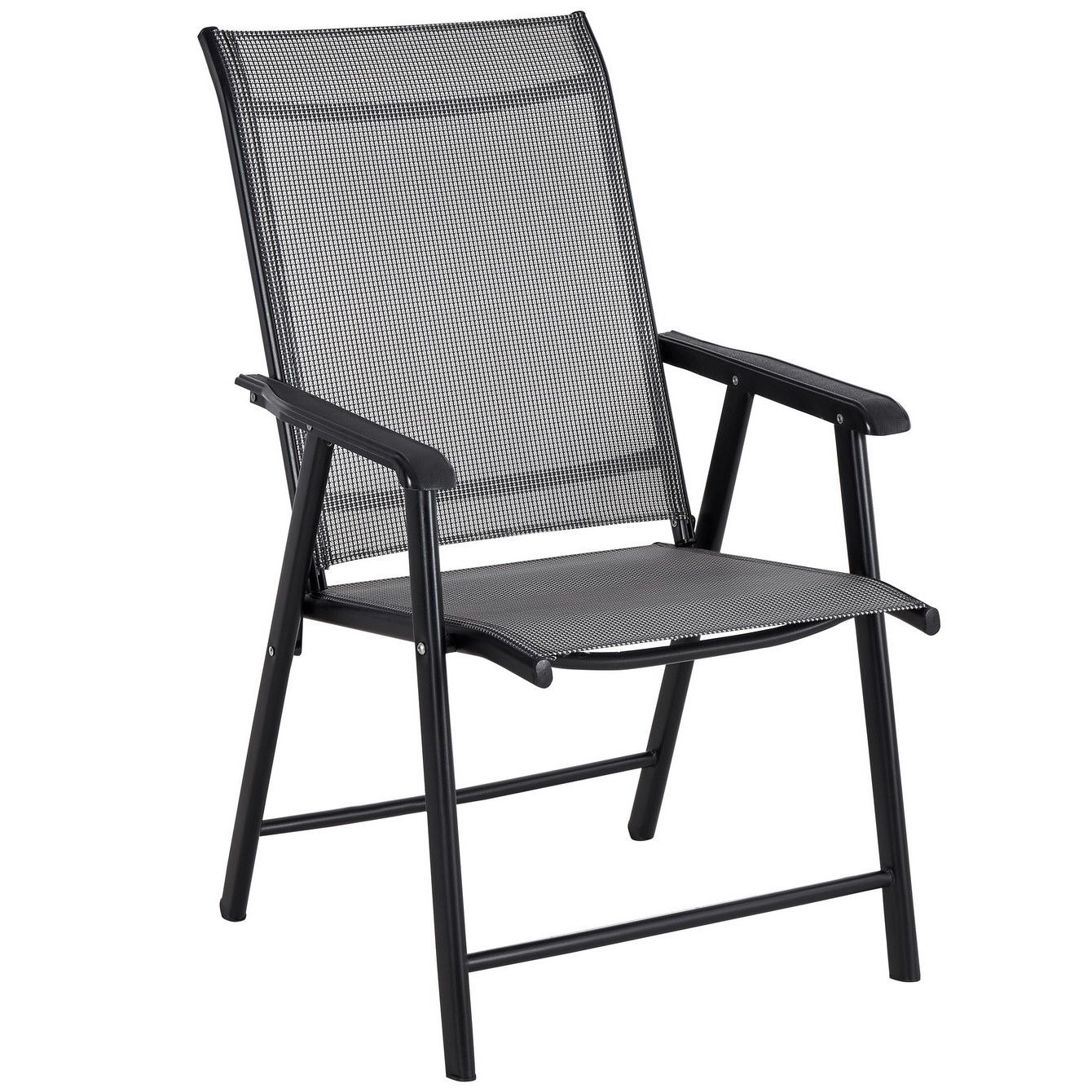 BTEXPERT indoor-Outdoor Restaurant Folding Stack Chair Gray Armchairs Porch Outdoor Bistro Cafe Shop Chairs Sling Chair