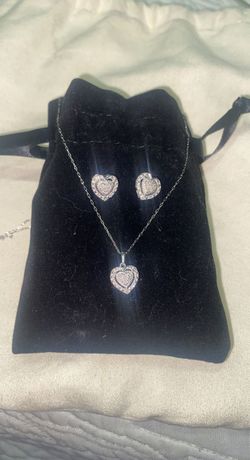 Heart Diamond Necklace And Earrings Set
