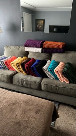 Homemade waffle stitch throws