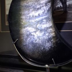 Silver Obsidian Moon Carving With Stand 