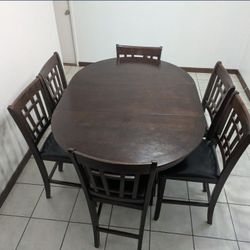 Wood Dining Set Table with 6 chairs - Dark Espresso