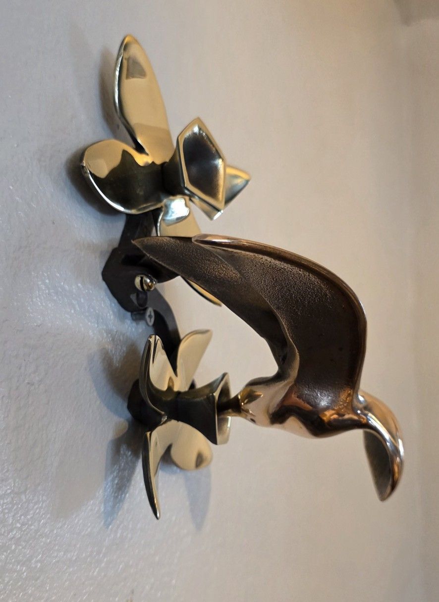 Rare Brass Hummingbird Door Knocker, 7"