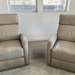 Lucca Gray Leather Glider Recliner 